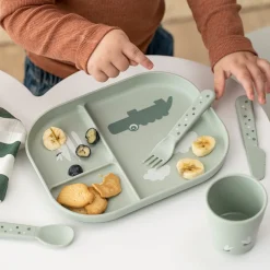 Done by Deer Spisesæt|Service>Foodie inddelt tallerken sæt - Croco - Grøn