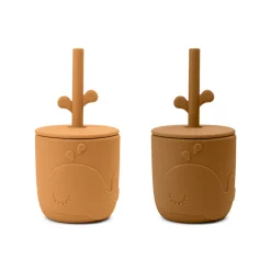 Done by Deer Service|Flasker & Kopper>Peekaboo sugerørskop 2 stk. - Wally - Mustard