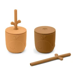 Done by Deer Service|Flasker & Kopper>Peekaboo sugerørskop 2 stk. - Wally - Mustard