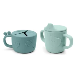 Done by Deer Service|Flasker & Kopper>Peekaboo tud/snack kop sæt - Deer friends - Blå