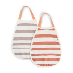 Done by Deer Hagesmække>Pull-over hagesmæk 2-pak - Striber - Papaya/Pudder