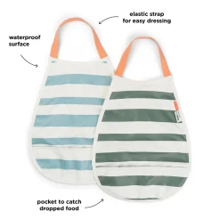 Done by Deer Hagesmække>Pull-over hagesmæk 2-pak - Striber - Blå/Grøn