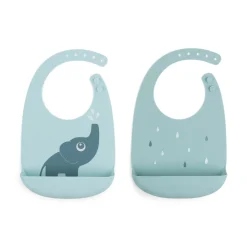 Done by Deer Hagesmække>Silikone hagesmæk 2-pak - Elphee - Blå