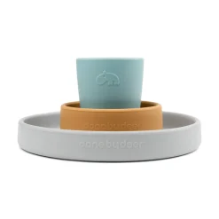 Done by Deer Spisesæt>Silikone spisesæt - Elphee - Grå/Mustard/Blå