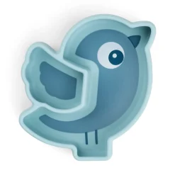 Done by Deer Service>Silikone Stick&Stay snacktallerken - Birdee - Blå