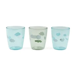 Done by Deer Flasker & Kopper>Yummy mini glas 3 stk. - Happy clouds - Grøn